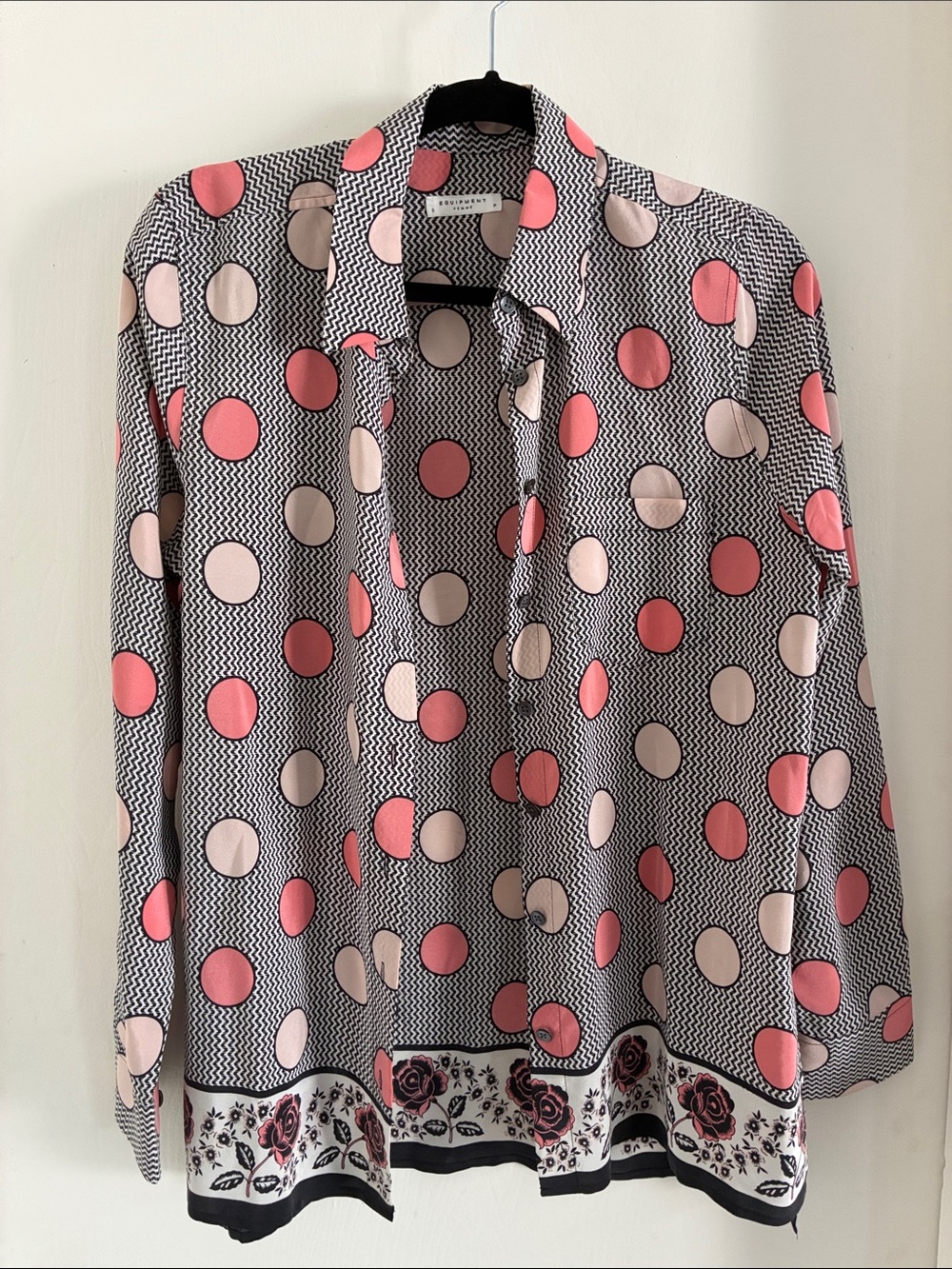 Equipment femme Polka Dot Button-Up Shirt - Pink & Cream size small